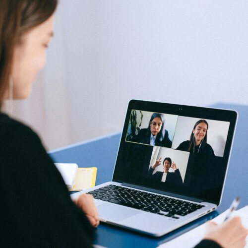 Person participating in a virtual meeting